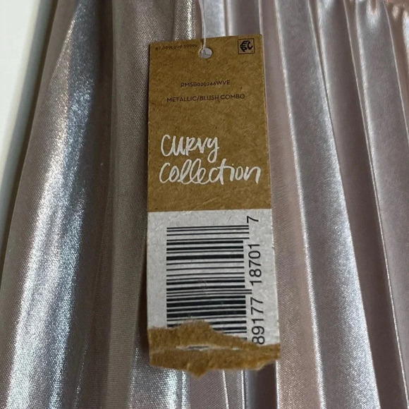 NWT RACHEL ROY Curvy Collection Blush Metallic Pleated Aline Midi Skirt - Picture 5 of 10